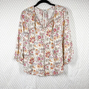 Marina‎ Luna Pink Floral Print Peasant Top